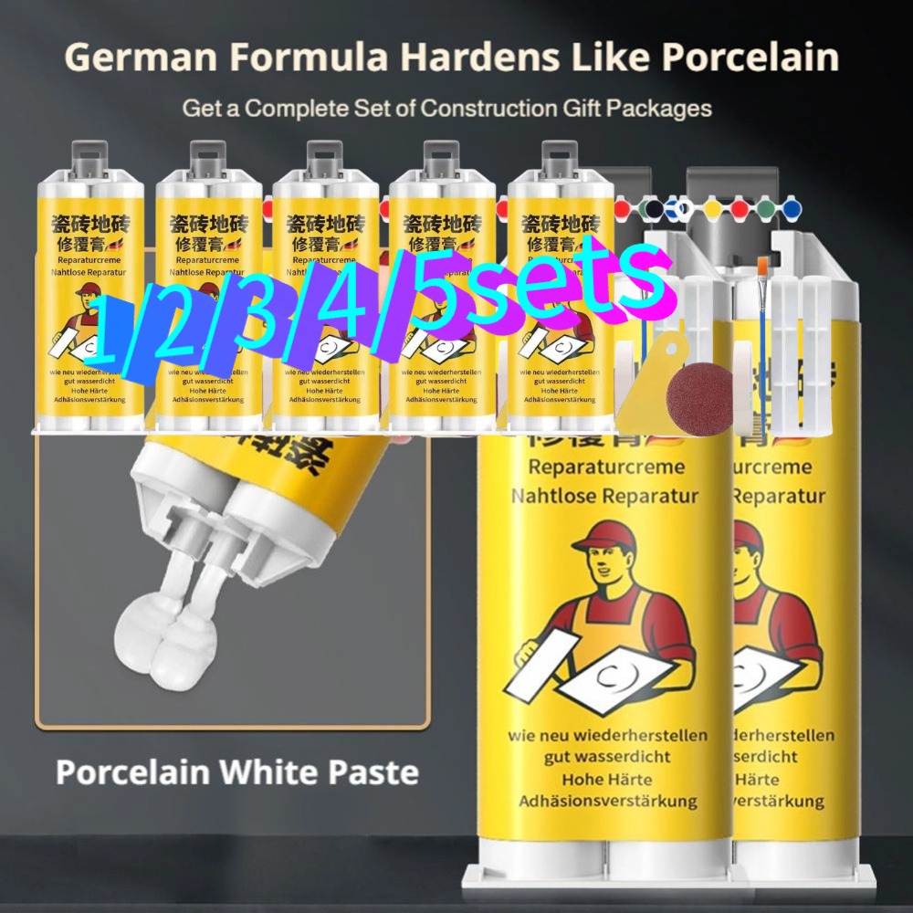 Ceramic Tile Floor - 1/2/3/4/5-teiliges Fliesenreparatur-Pasten-Set mit 8 Farbpigmenten, wasserdichter