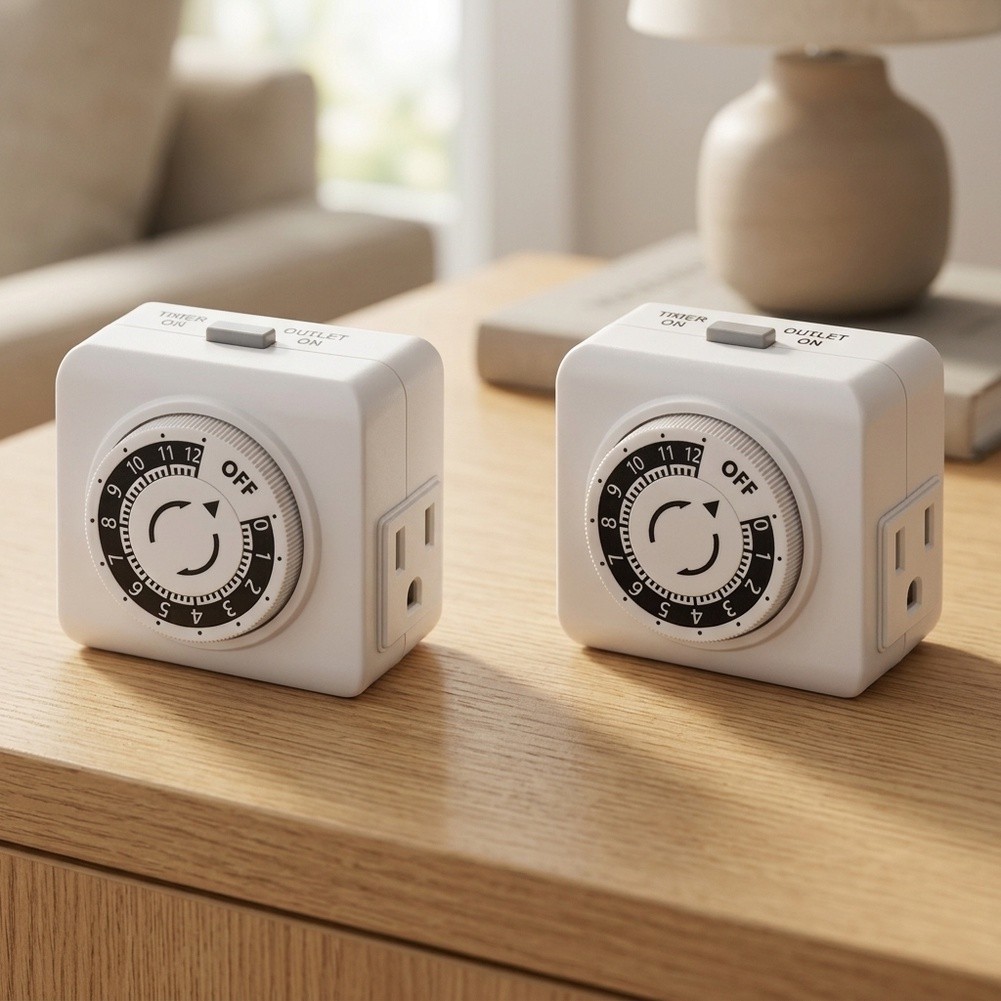 Timer Dual Outlet - 2er-Pack 24-Stunden-Mechanische Steckdosen-Timer mit Doppelsteckdosen für